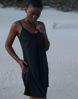 Black-Strappy-Dress-With-Front-Pleats-AC275