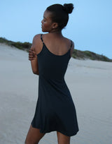 Black-Strappy-Dress-With-Front-Pleats-AC275