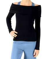 Black-Off-the-Shoulder-Long-Sleeve-Rib-Bardot-Top-TL112