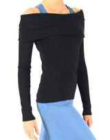 Black-Off-the-Shoulder-Long-Sleeve-Rib-Bardot-Top-TL112