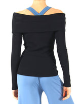 Black-Off-the-Shoulder-Long-Sleeve-Rib-Bardot-Top-TL112
