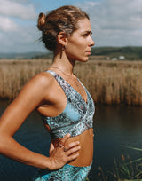 Green-Snake-Skin-Bodysculpt-X-Back-Yoga-Bra-TS371