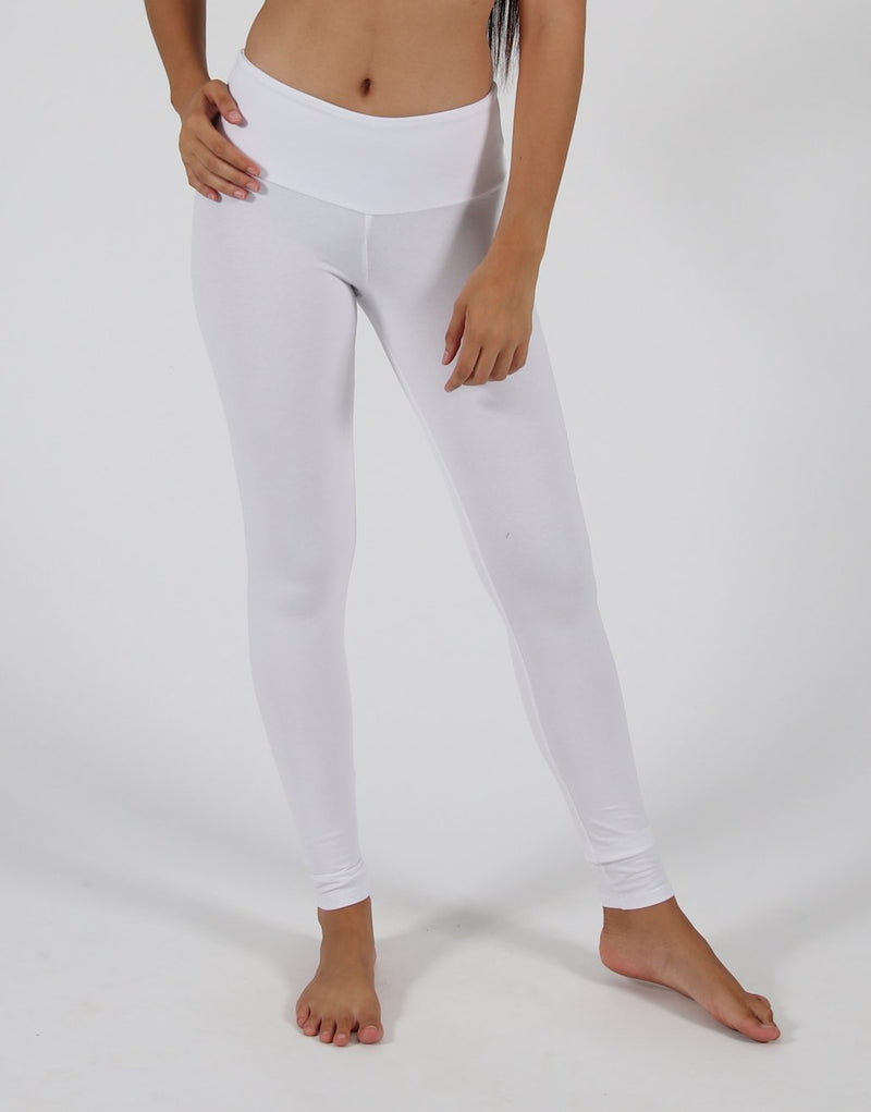 High-Rise Leggings (Cotton Rich) White Shakti Shanti Mind