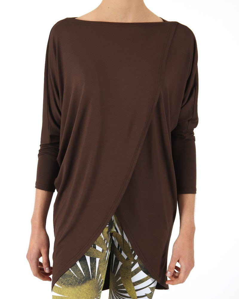 Chocolate-Long-Sleeve-Cross-Over-Front-Top-TL114