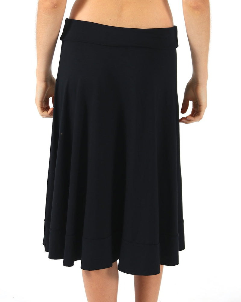 Black-Stylish-Viscose-Midi-Skirt-AC103